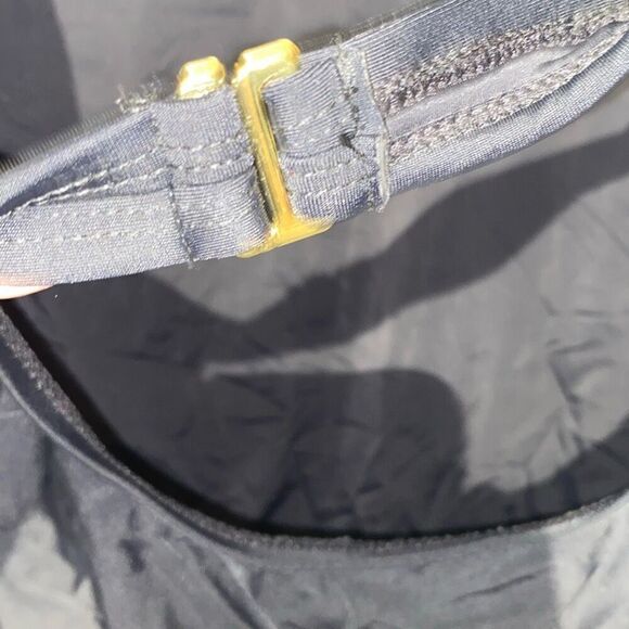 Ellen Tracy Women's Black Scallop Padded Bandeau Strap One Piece Swimsuit Sz 12 - Picture 7 of 10